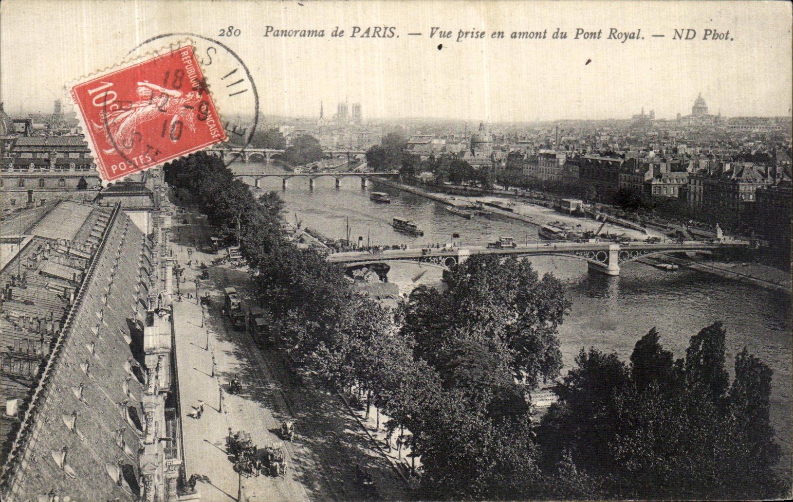 POSTAL Paris de la VENDIMIA vista contracorriente desde el puente real