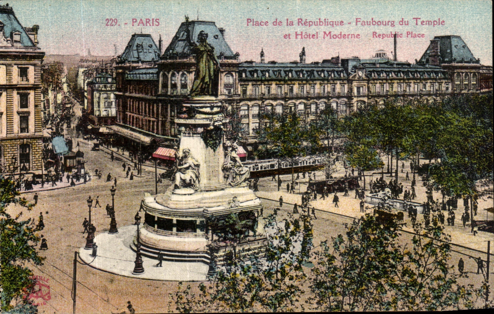 CPA Paris Place de La Rebuplique FAubourg du temple et hotel moderne