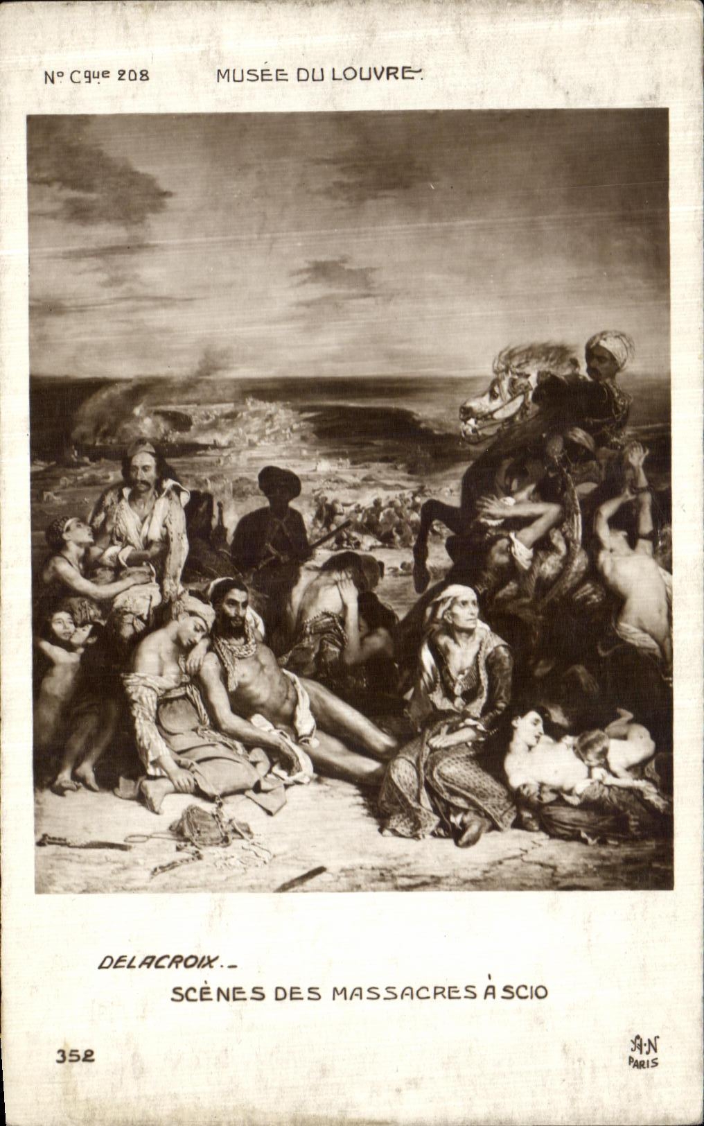 VINTAGE POSTCARD Delacroix Scenes Of the Massacres has Scio Musee of Louvre Paris