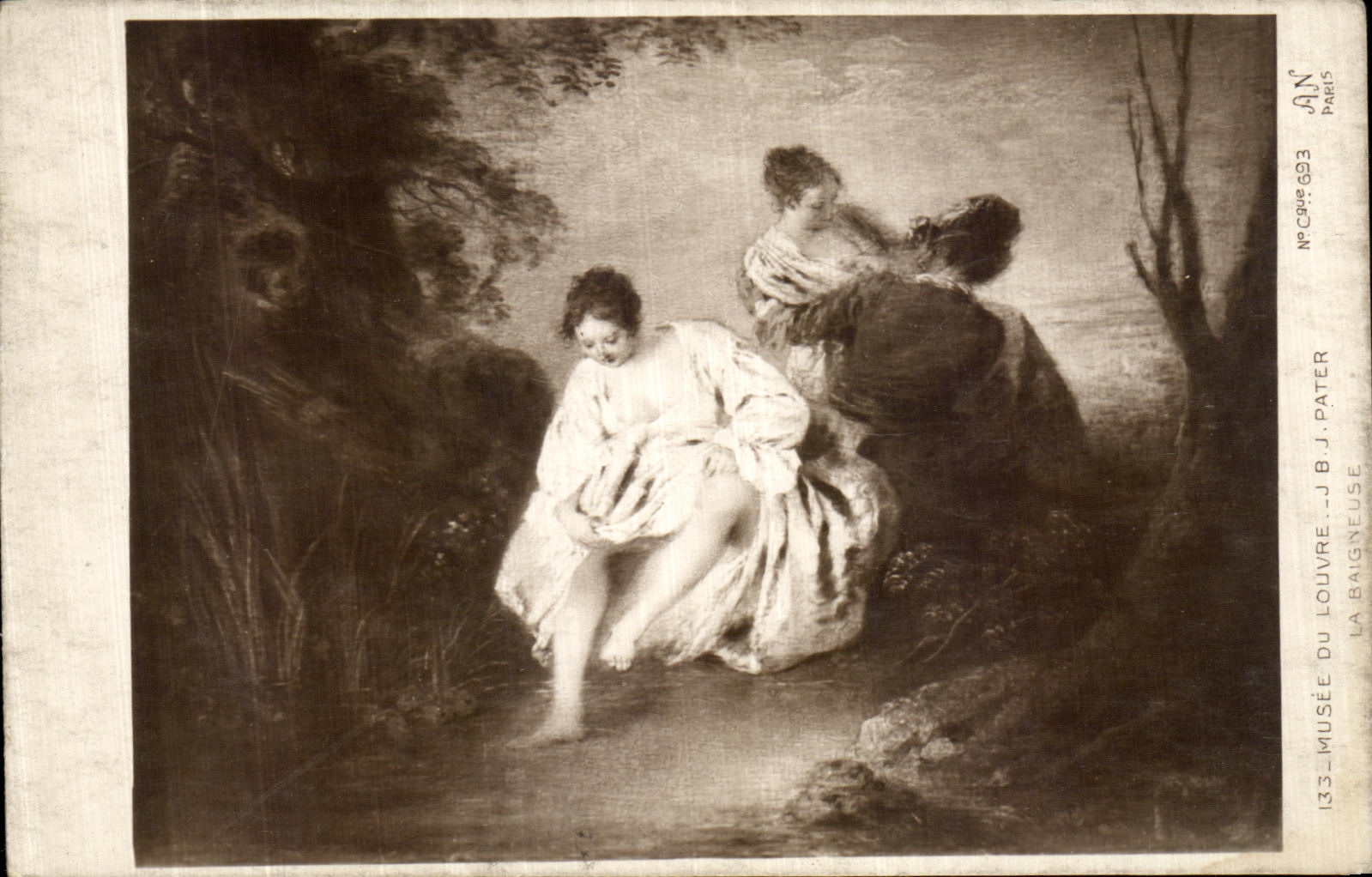 VINTAGE POSTCARD Museum Of Louvre the bather Lord s Prayer