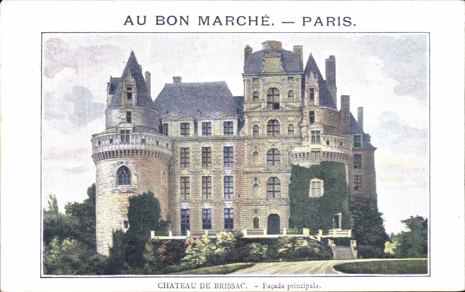 POSTAL de la VENDIMIA con el buen ataque frontal del principal de Paris Castle De Brissac del mercado