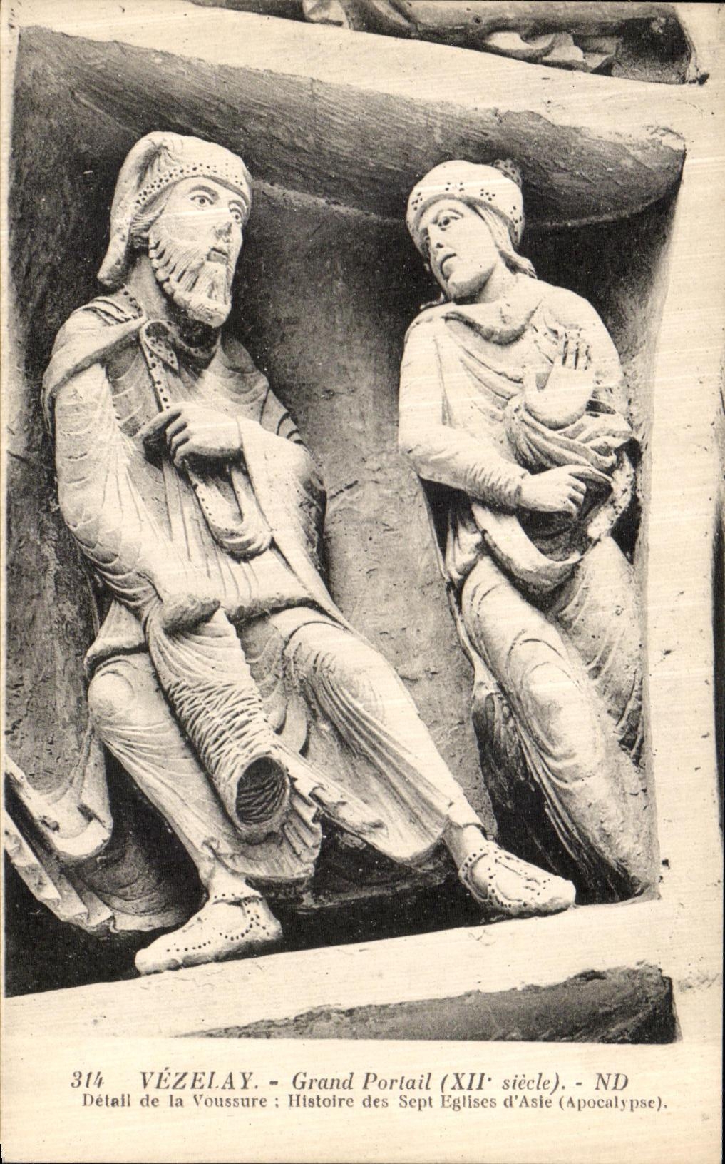 VINTAGE POSTCARD Vezelay Large Gate Detail of the curve History of the seven churches D Asia