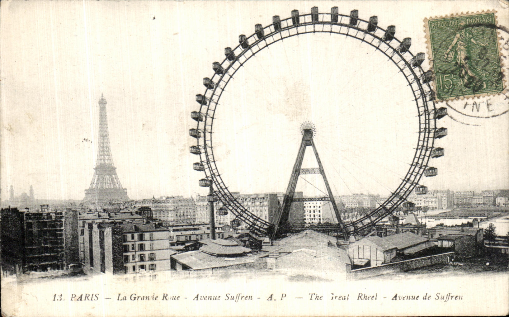 CPA Paris La Grande Roue Avenue Suffren Tour Eiffel