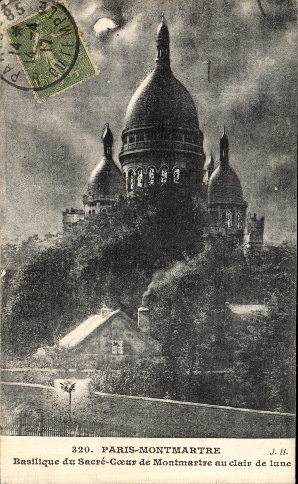 VINTAGE POSTCARD Paris Montmartre Basilica of the Sacring Heart of Montmartre to the Light of Iune