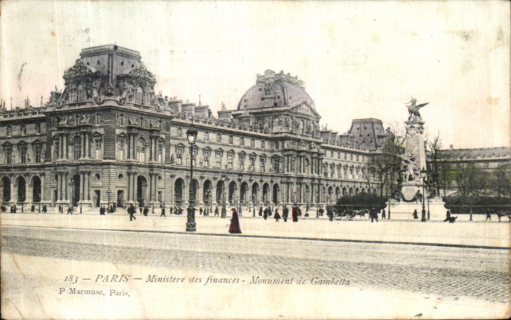 El ministerio de Paris de la POSTAL de la VENDIMIA del monumento de las finanzas de la lumbrera de Gambetta