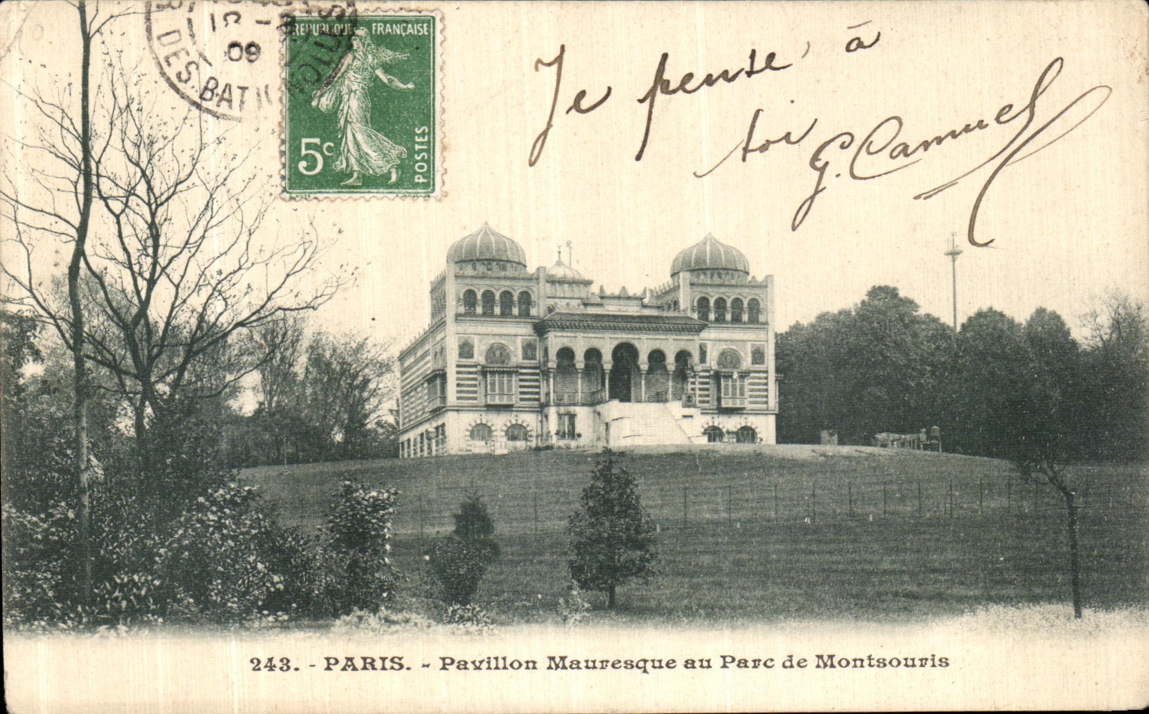 VINTAGE POSTCARD Moorish Paris House with the Park of Montsouris