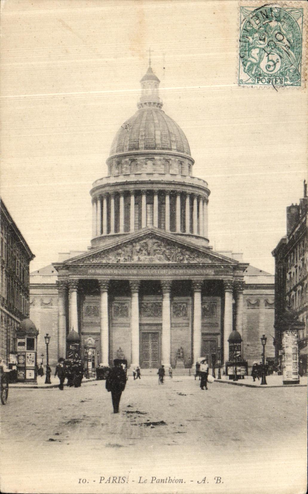 POSTAL Paris de la VENDIMIA la calle Soufflot del panteon