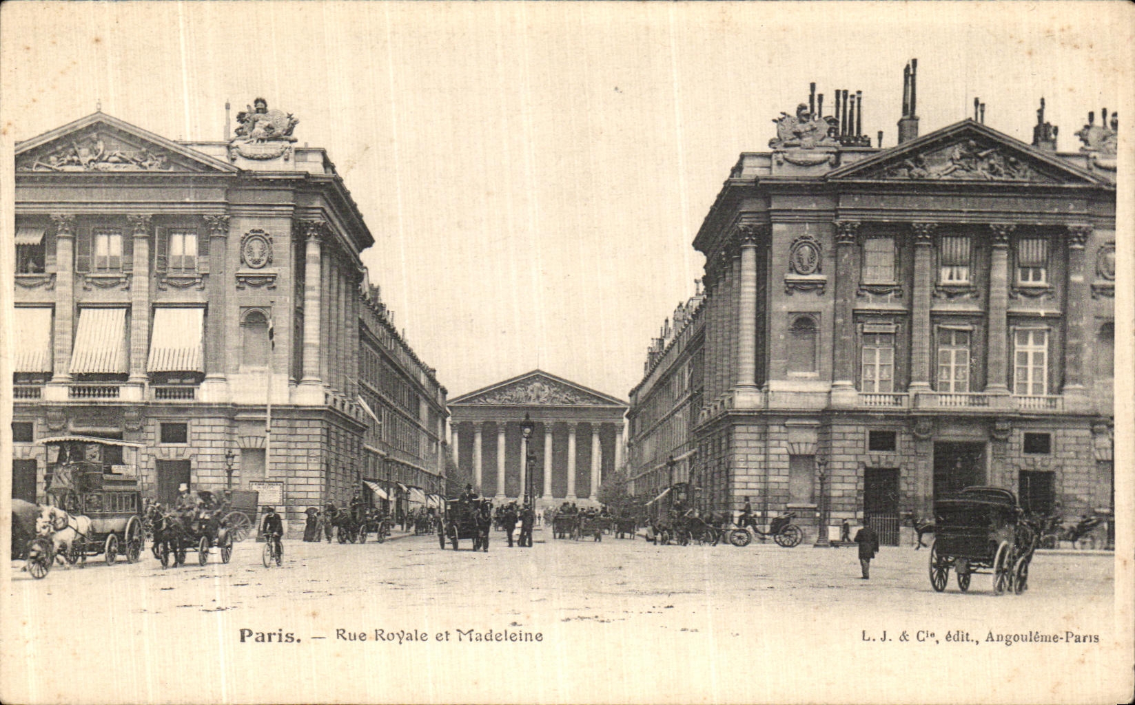 VINTAGE POSTCARD Paris Royal Street and Madeleine