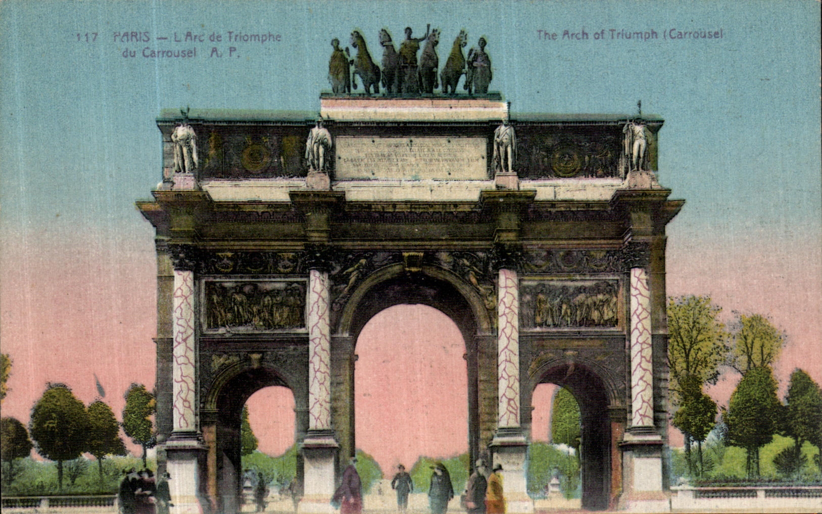 VINTAGE POSTCARD Paris L Arc de Triomphe of Carousel