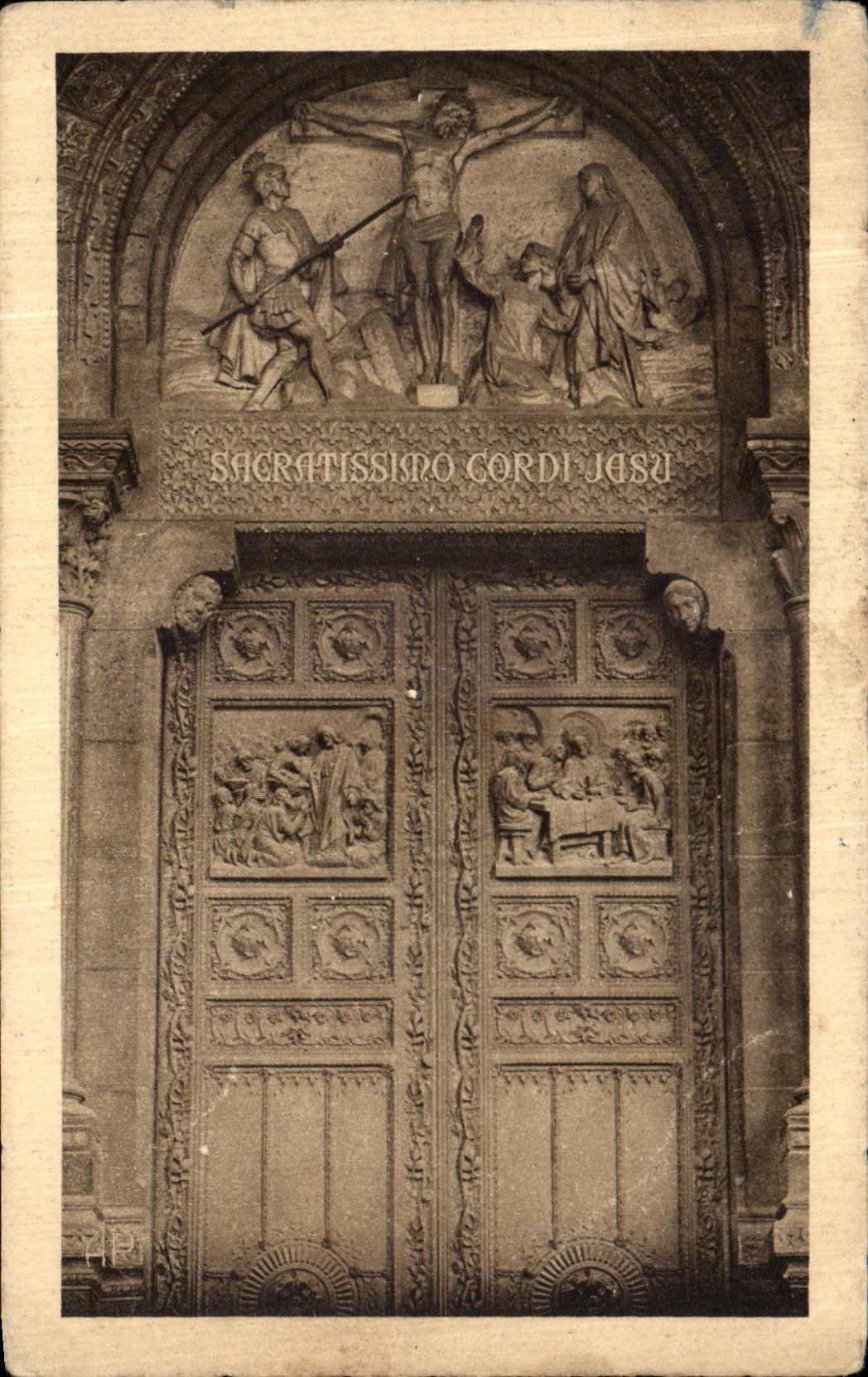 VINTAGE POSTCARD Paris Crowns Heart of Montmartre Porte D main entrance