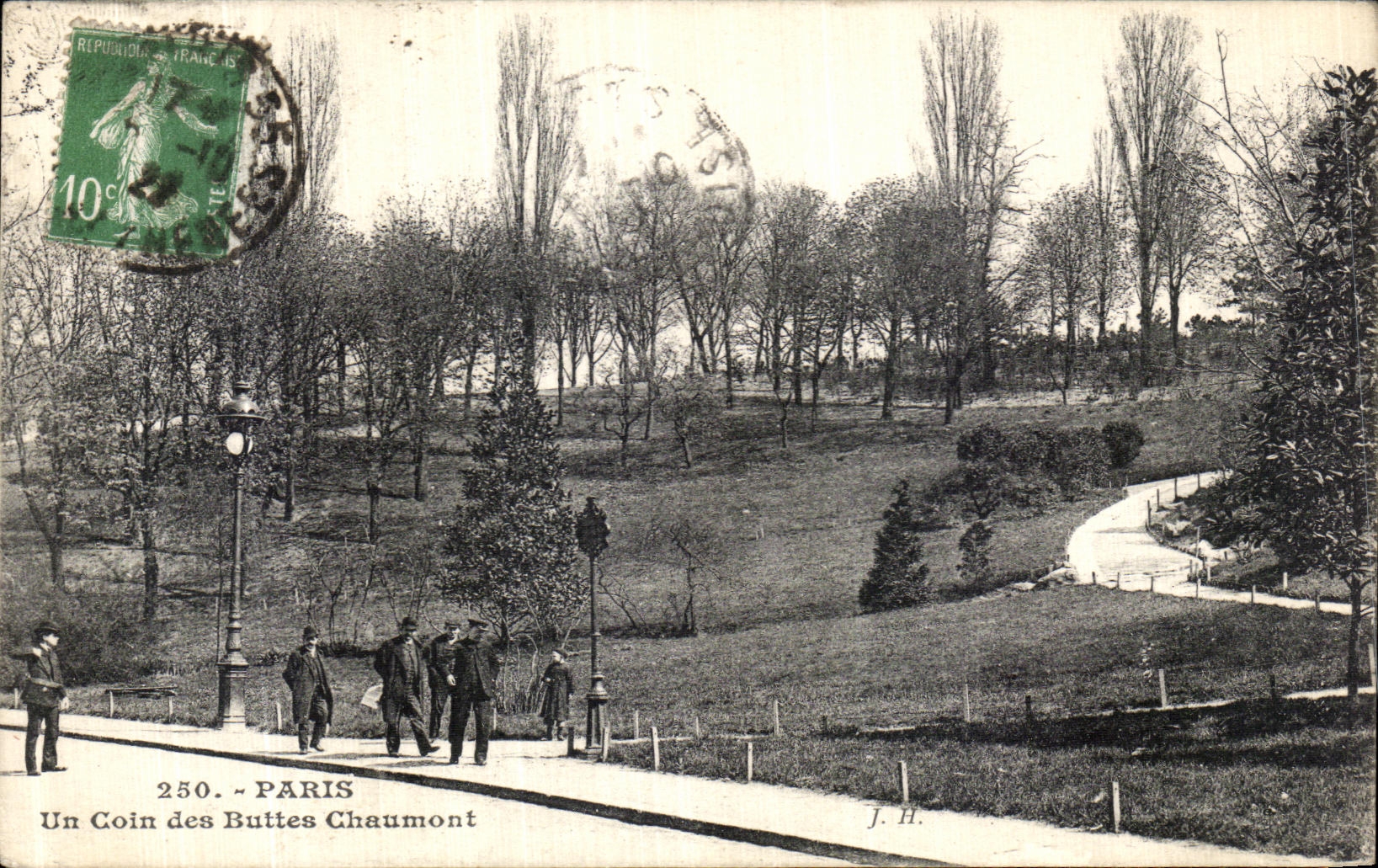 POSTAL Paris de la VENDIMIA una esquina de los Hillocks de Chaumont