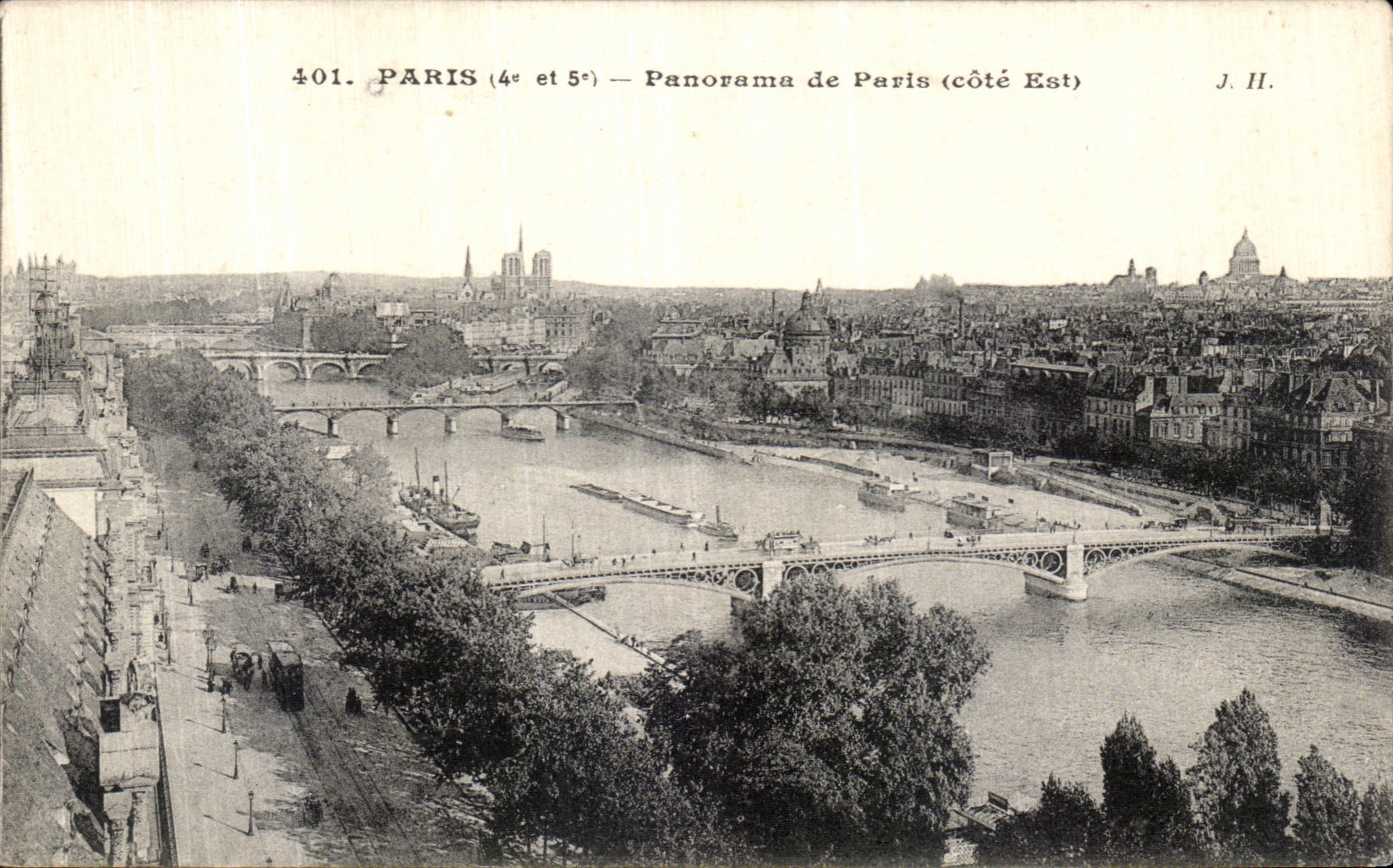 Panorama de Paris de la POSTAL de la VENDIMIA de Paris