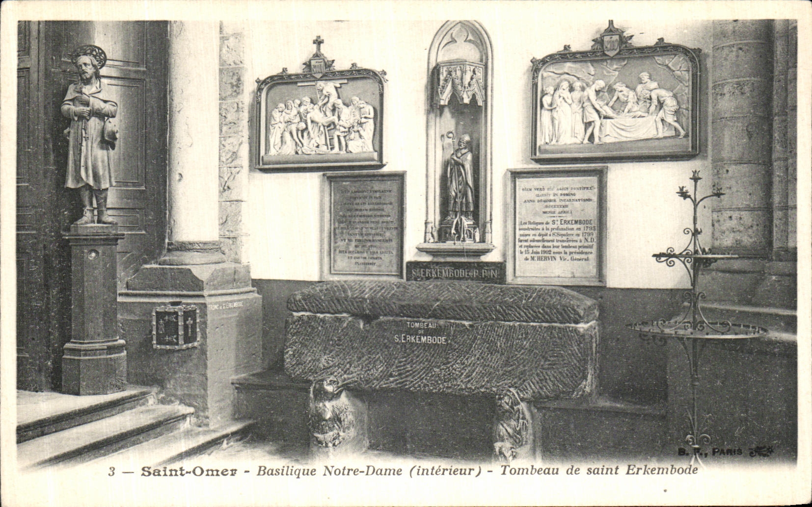 VINTAGE POSTCARD Holy Omer Basilica Notre Dame Tomb of Erkembode Saint
