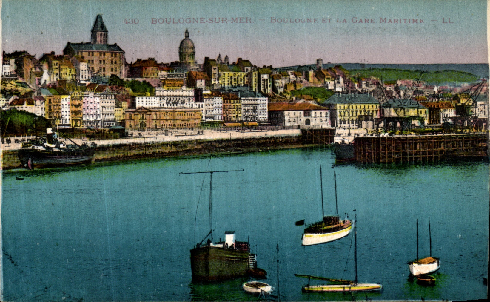 VINTAGE POSTCARD Boulogne On Sea Boulogne And Train station Maritime Boats