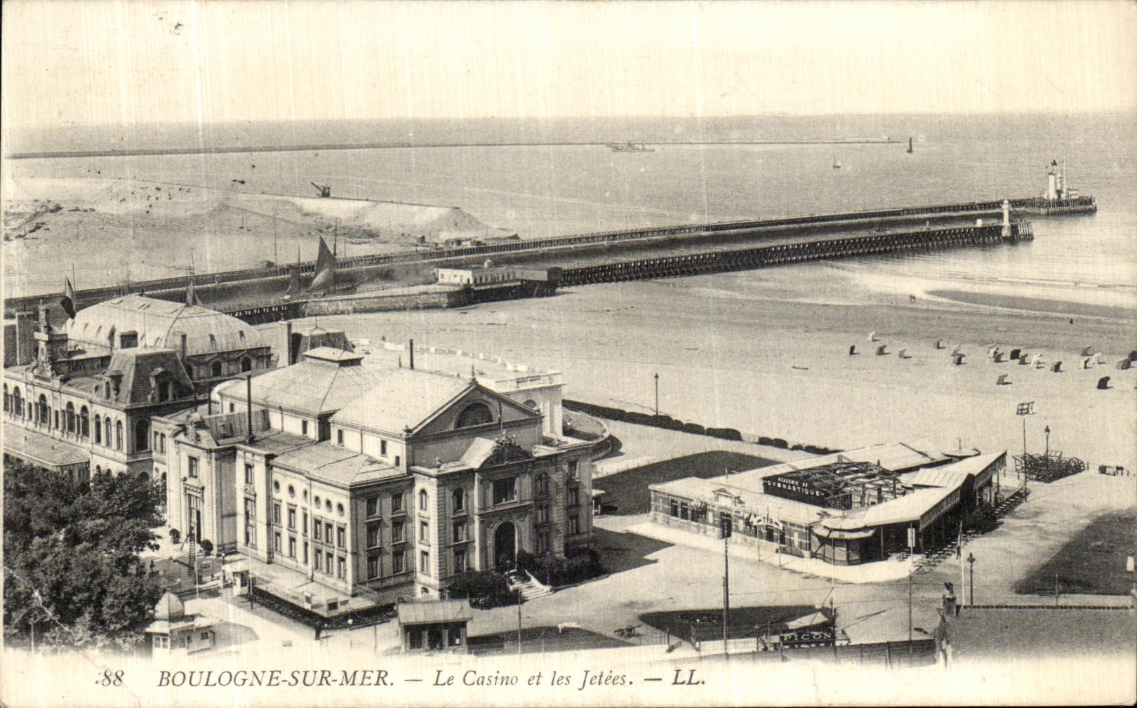 VINTAGE POSTCARD Boulogne On Sea the Casino and the Piers Academy of Gymnastics