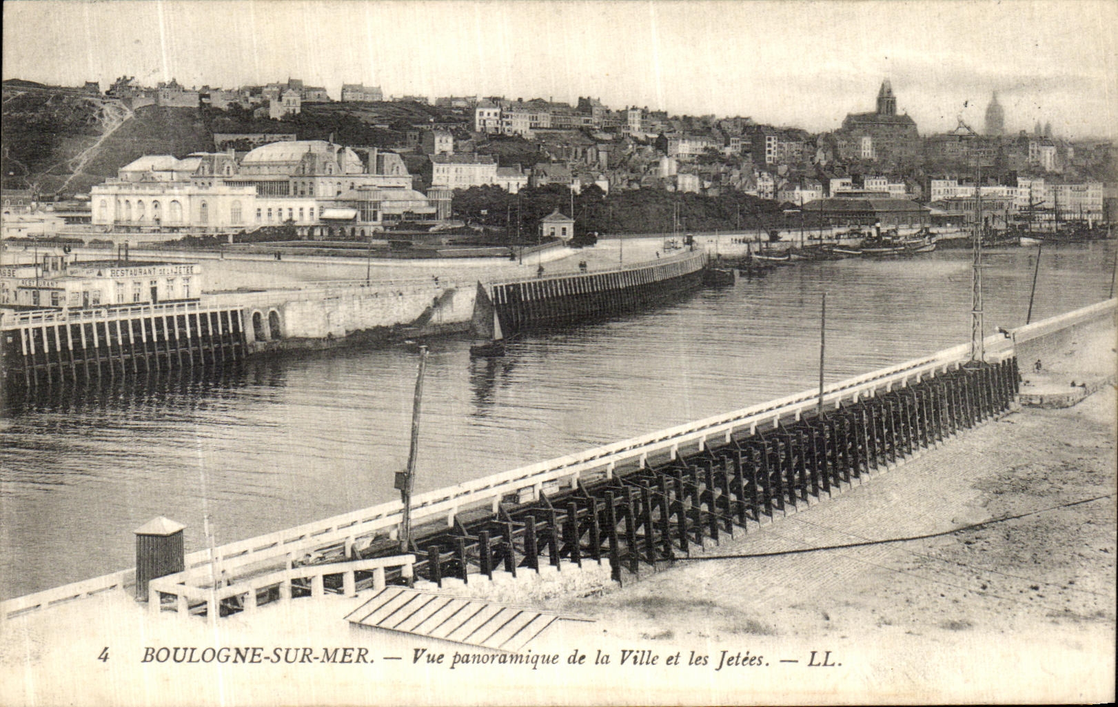 VINTAGE POSTCARD Boulogne on Sea Panoramic View of the City and the Piers