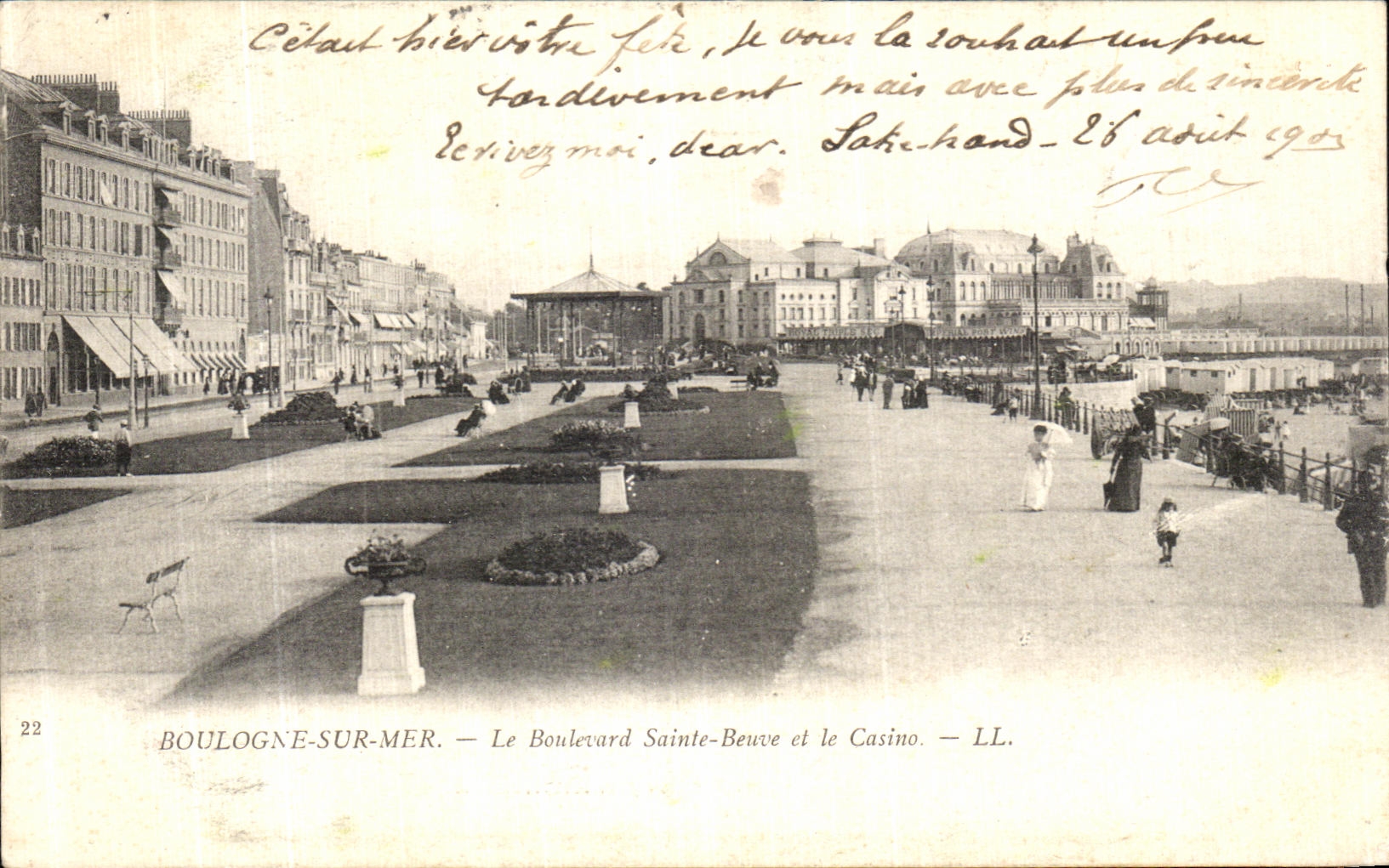 VINTAGE POSTCARD Boulogne On Sea the Boulevard Sainte Beuve and the Casino