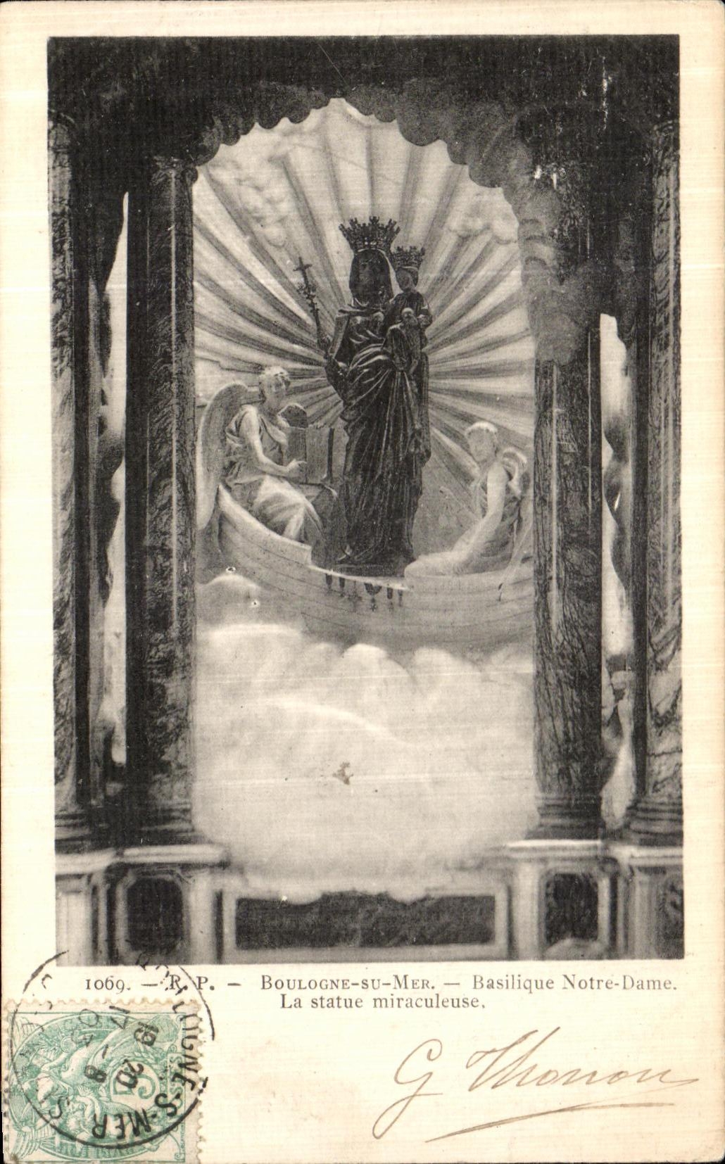VINTAGE POSTCARD Boulogne On Sea Notre Dame Basilica the miraculous statue