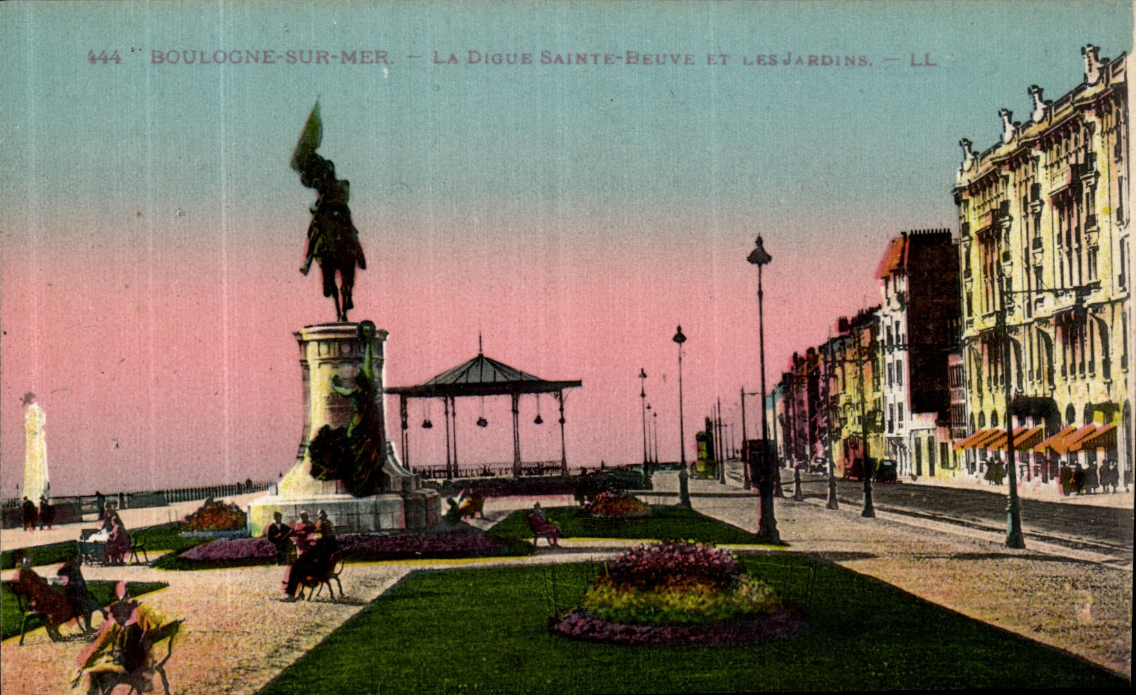 VINTAGE POSTCARD Boulogne on Sea the dam Sainte Beuve and gardens
