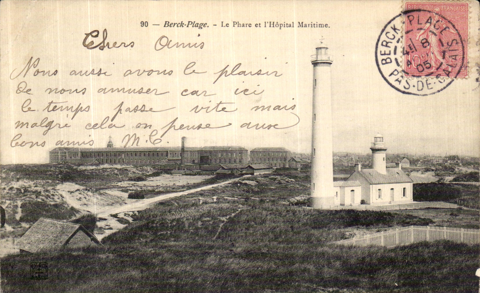 CPA Berck Plage Le Phare et l Hopital Maritime