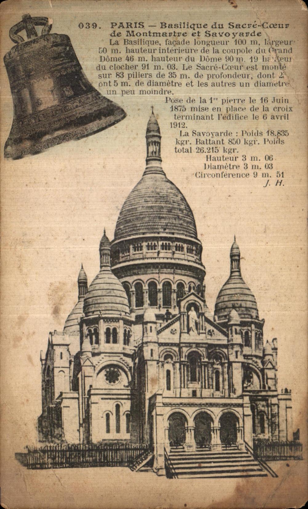 VINTAGE POSTCARD Paris Basilica of the Sacring Heart of Montmartre and Savoyard
