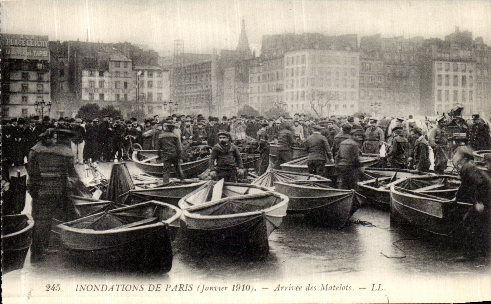 VINTAGE POSTCARD Paris Floods Arrived of the Sailors