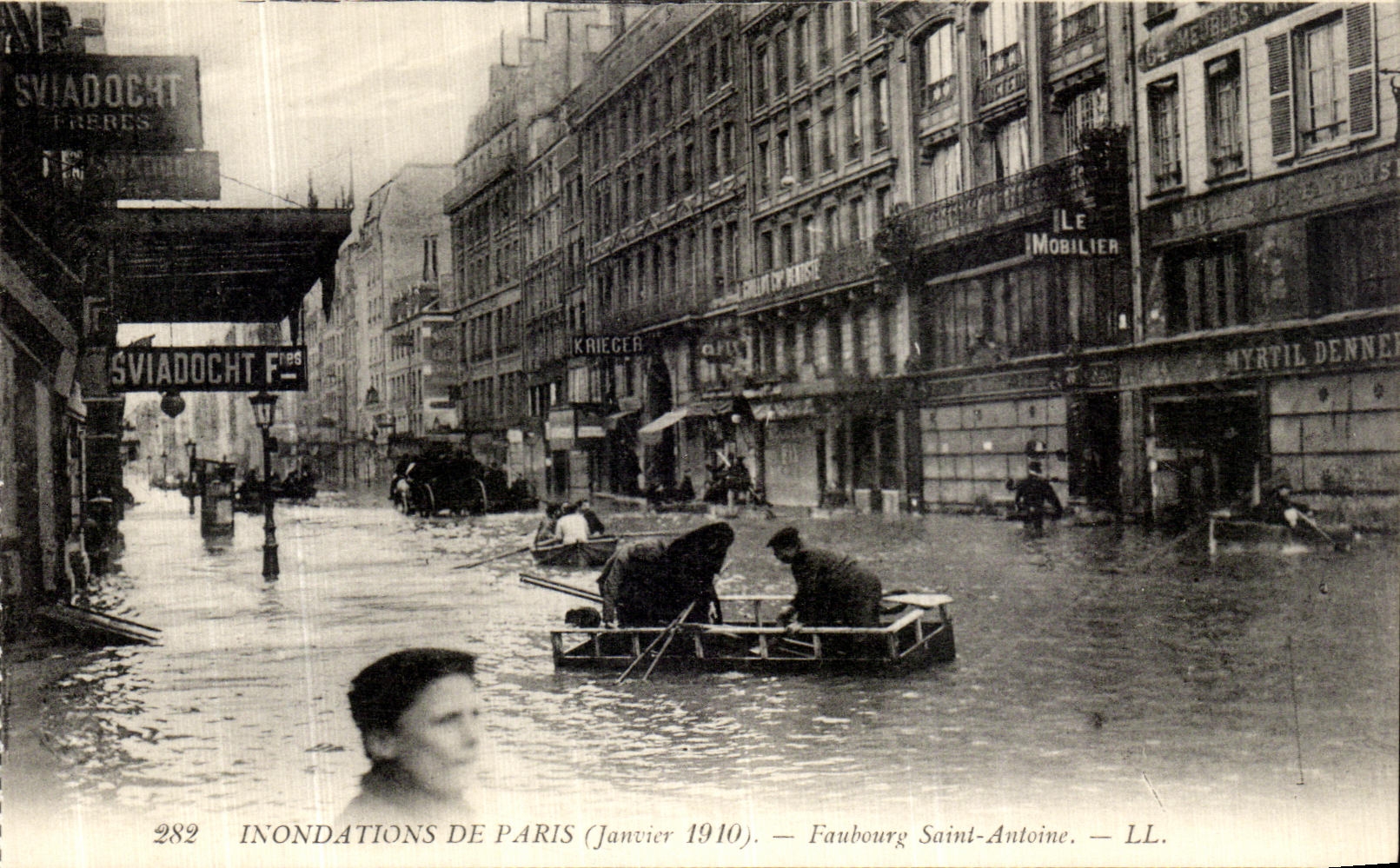 VINTAGE POSTCARD Paris Floods Of Holy Suburb Antoine