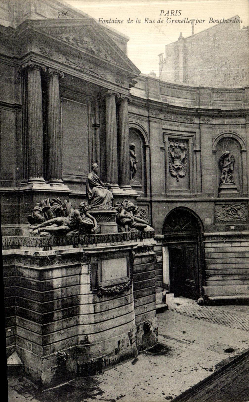 VINTAGE POSTCARD Paris Fountain of the Street of Grenelle By Bouchardon