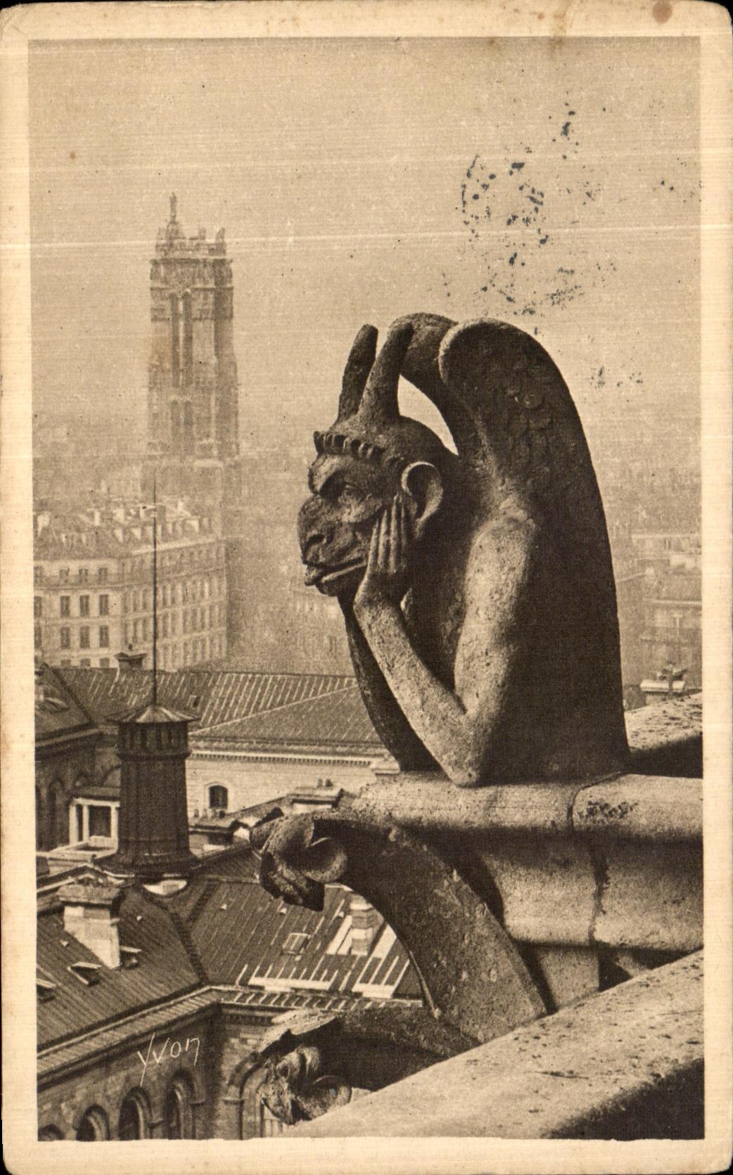 Sueno de Paris Notre Dame de la POSTAL de la VENDIMIA el stryge