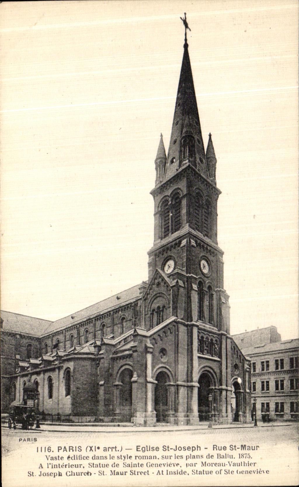 VINTAGE POSTCARD Paris Church Saint Joseph Street St Maur