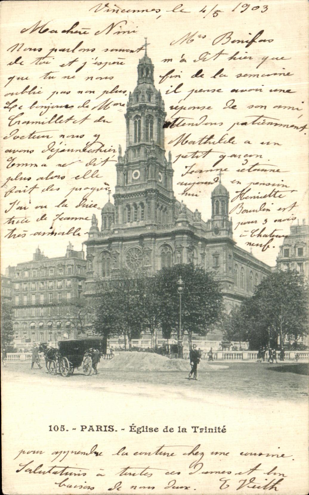 VINTAGE POSTCARD Paris Church of Trintite