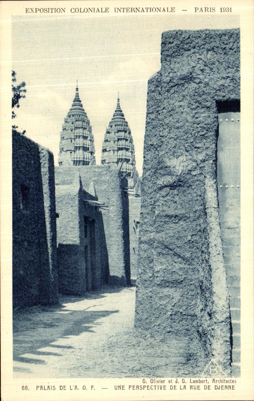 De la VENDIMIA de la POSTAL de Paris International colonial favorablemente 1931 paladares de L perspectiva de AOF de la calle Djenne