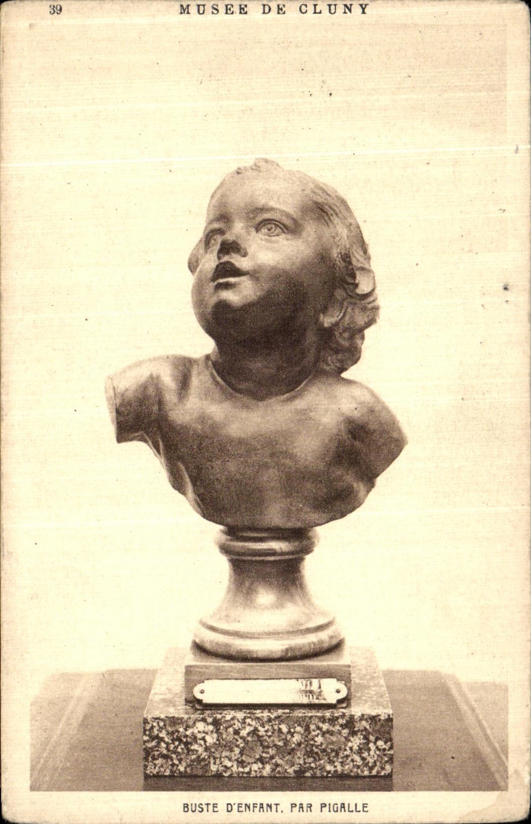 VINTAGE POSTCARD Museum of Cluny Bust D Child By Pigalle