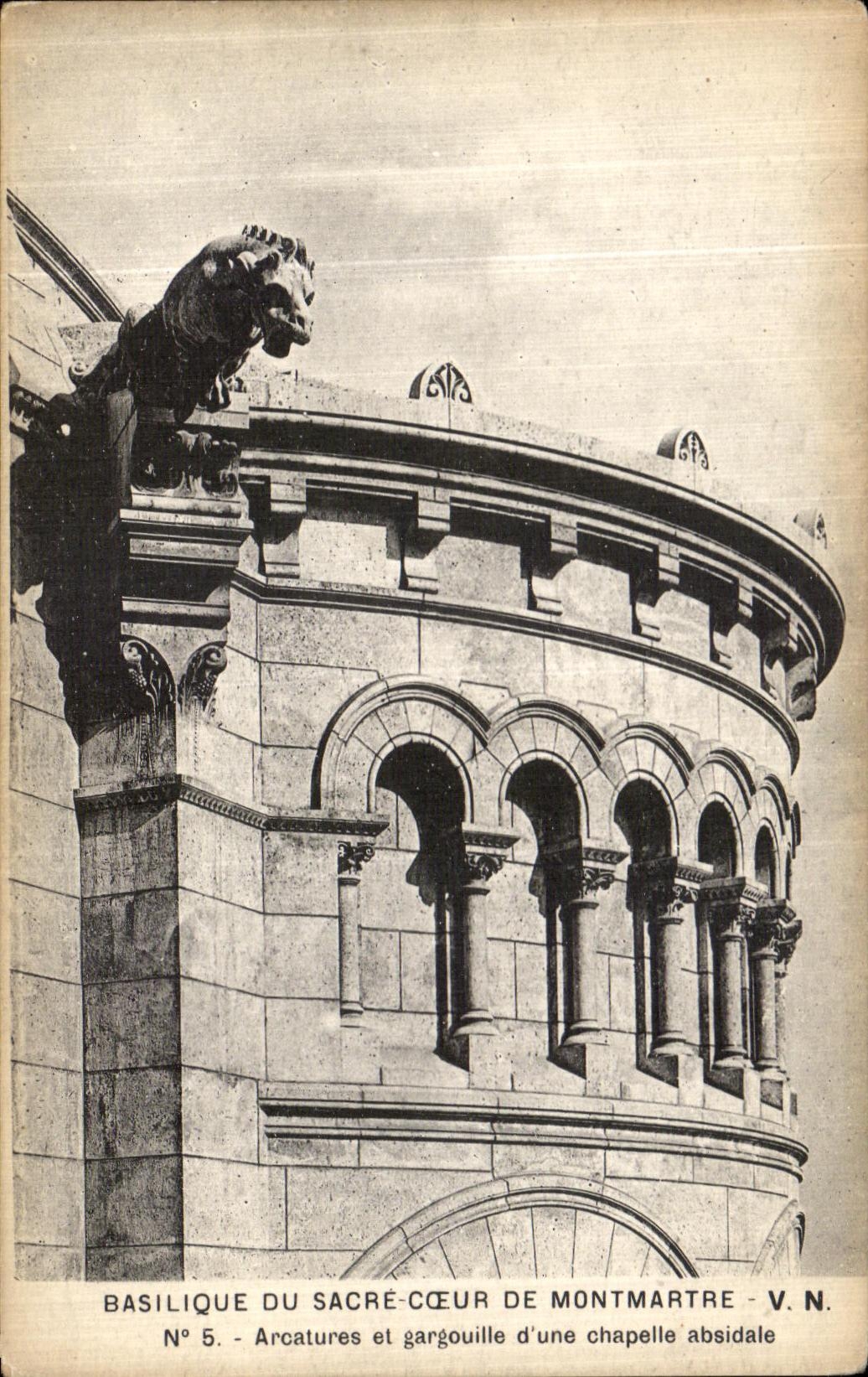 VINTAGE POSTCARD Basilica of the Sacring Heart of Montmartre Blind arcades and waste gas main D a vault absidale