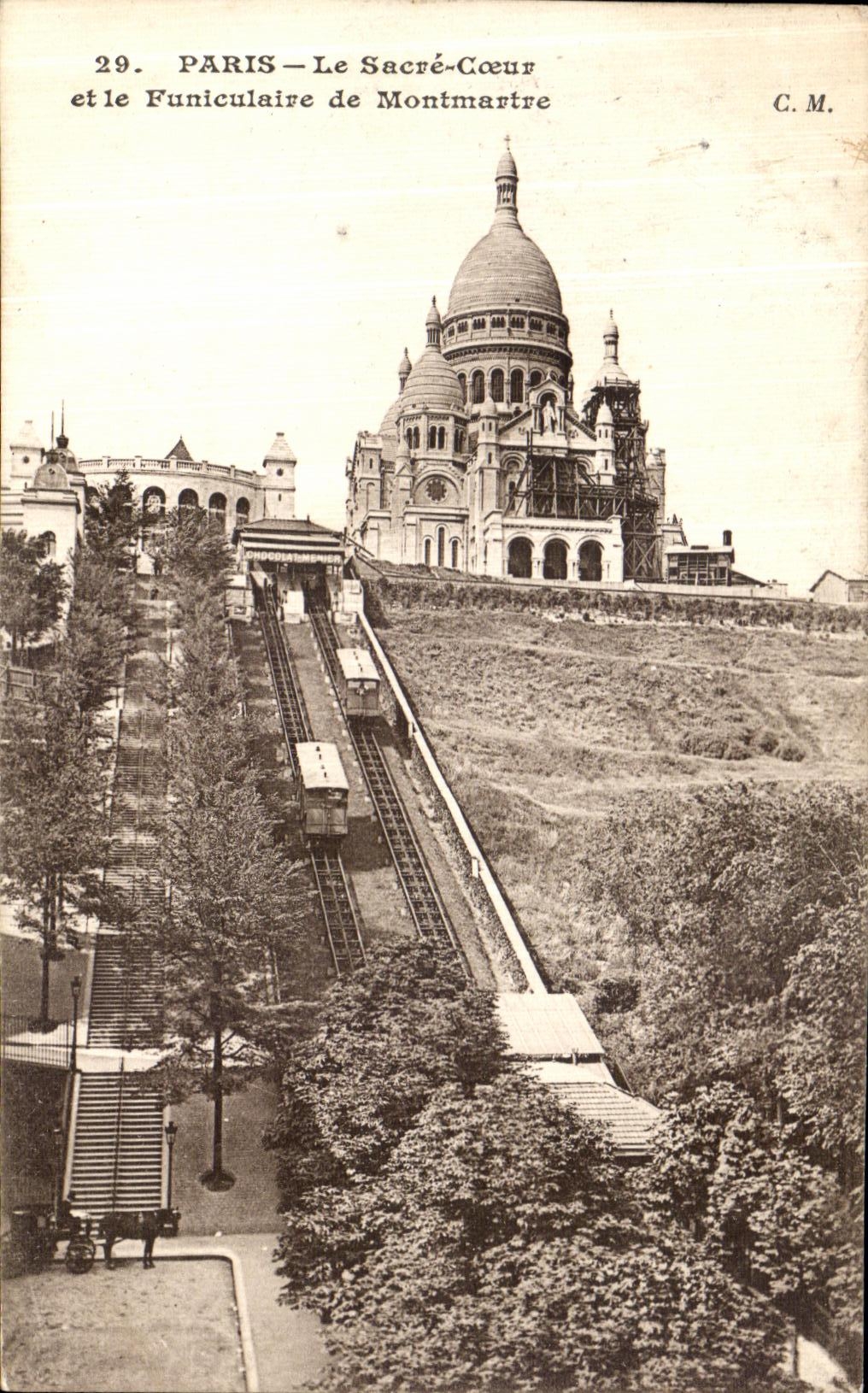 VINTAGE POSTCARD Paris Crowns Heart and funicular of Montmartre