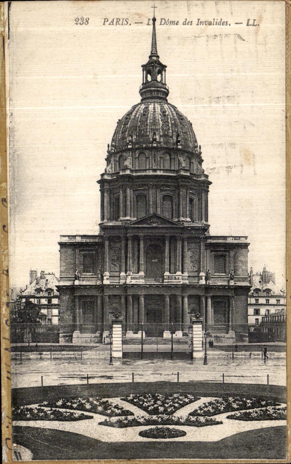 Chart collee recto back Dome of the Invalids and Column of July of the Bastille