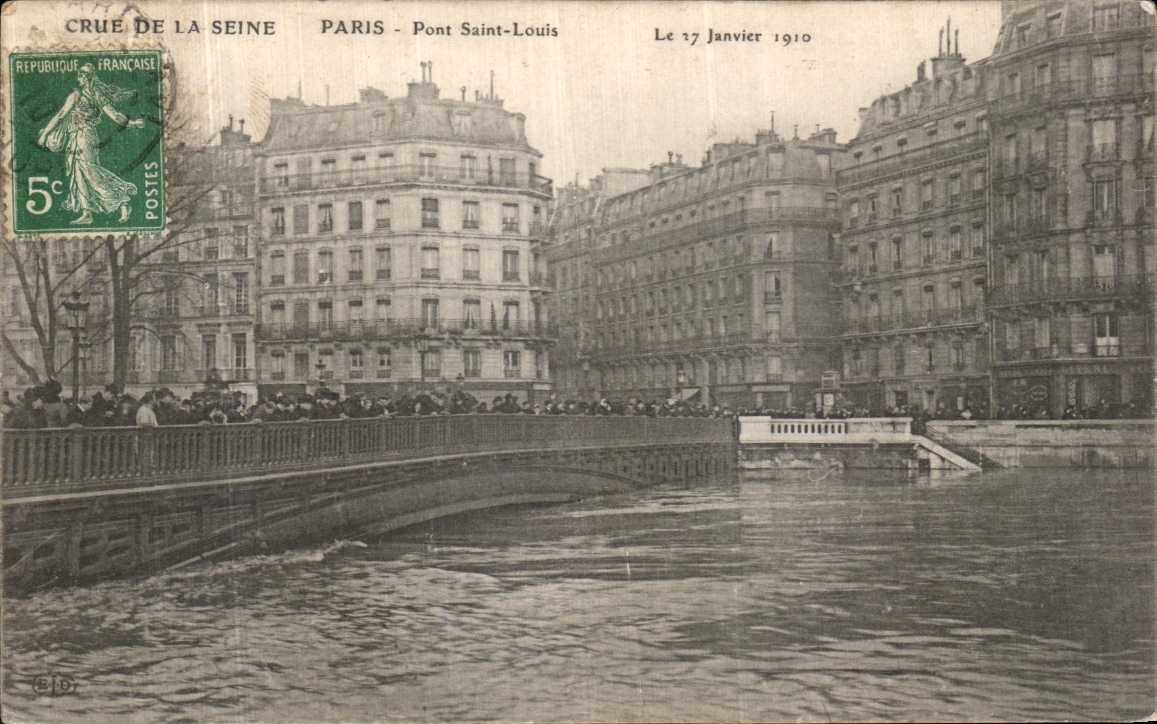 CPA Paris Pont Saint Louis Crue De La Seine