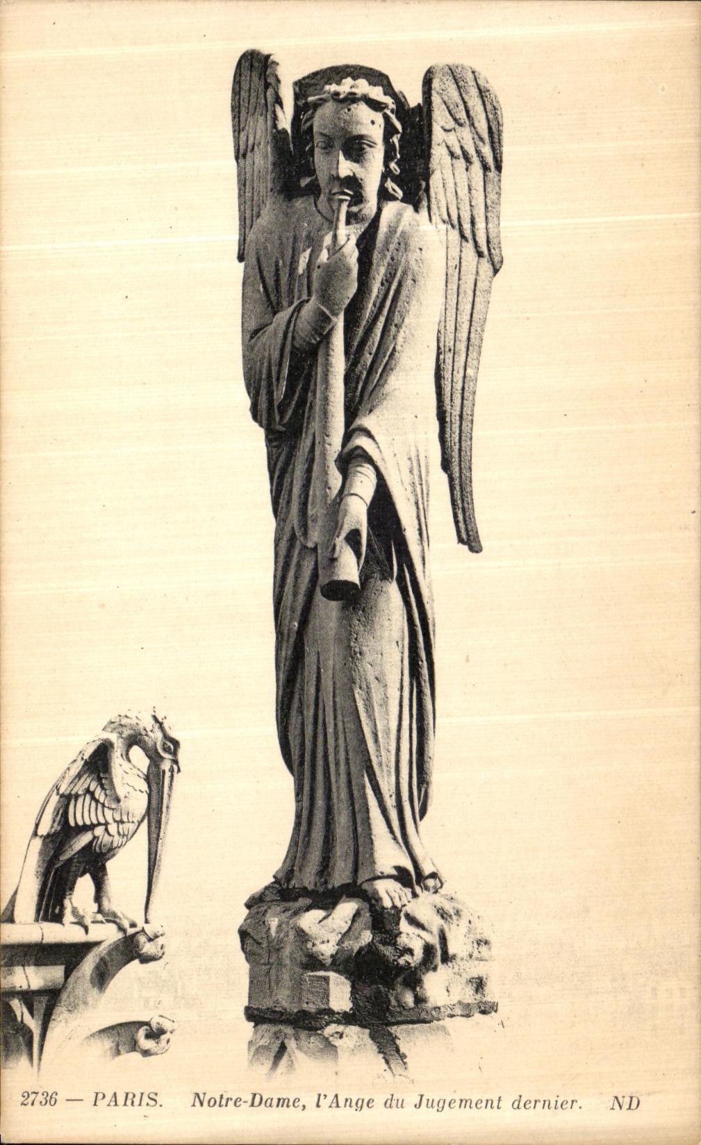 POSTAL Paris Notre Dame L angel de la VENDIMIA del juicio pasado