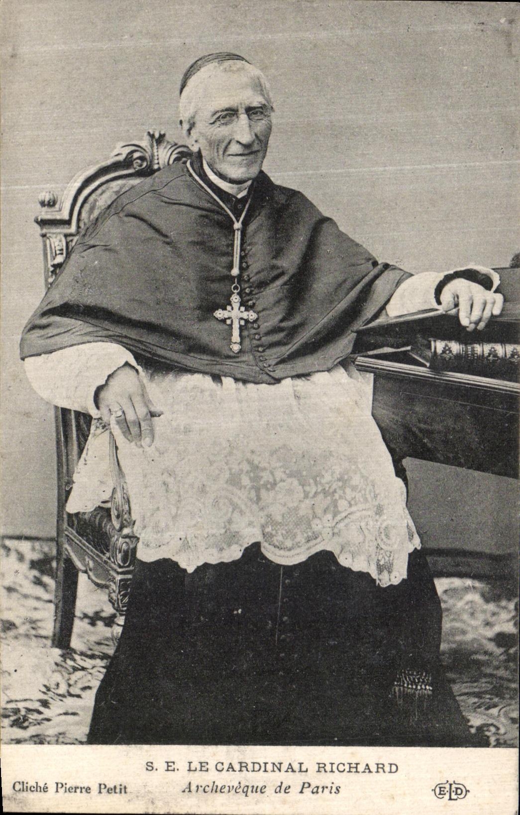 POSTAL Paris de la VENDIMIA el arzobispo cardinal de Richard de Paris