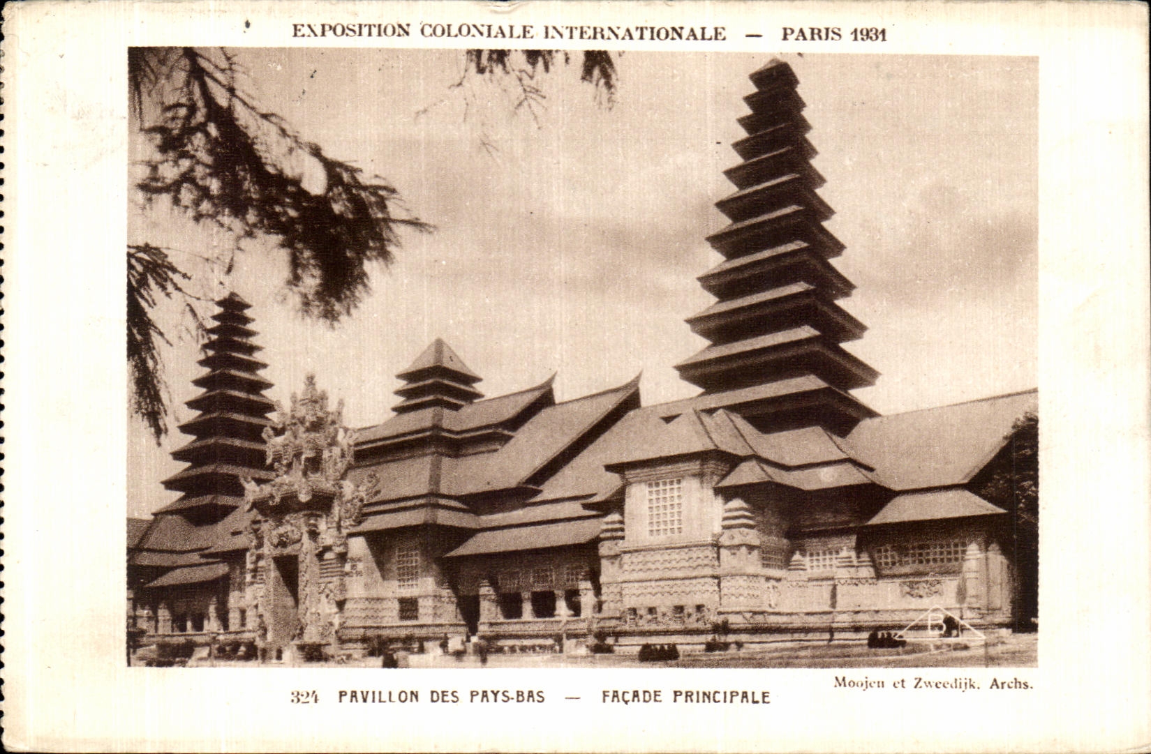 Casa internacional de la exposicion 1931 de Paris de la POSTAL de la VENDIMIA del ataque frontal principal holandes