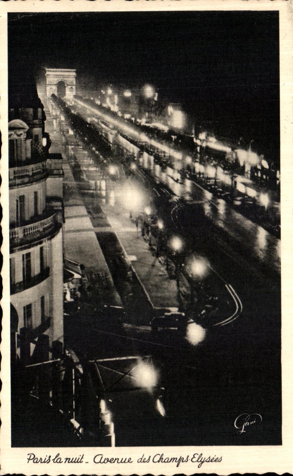VINTAGE POSTCARD Paris the night Which occurred of the Elysees fields