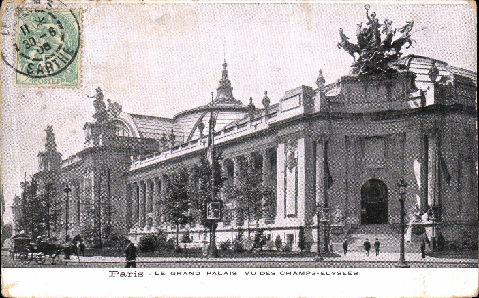VINTAGE POSTCARD Paris the Large palace Seen Of the Champs Elysees