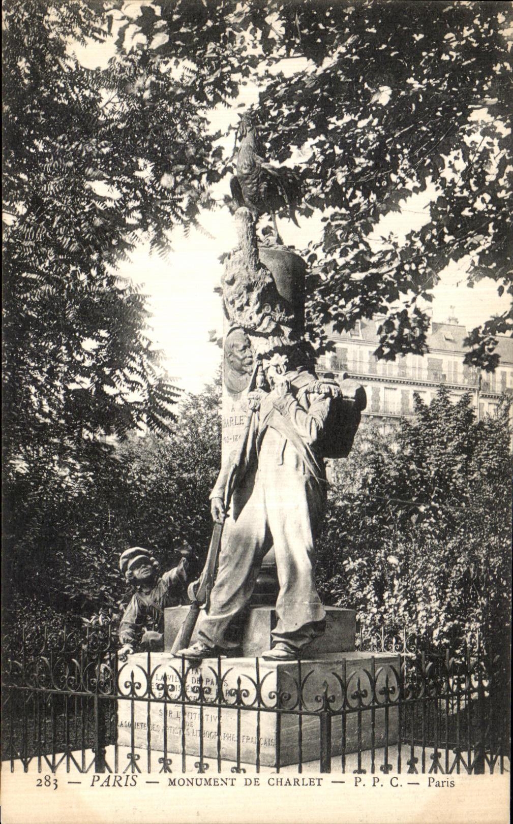 VINTAGE POSTCARD Paris the Monument De Charlet