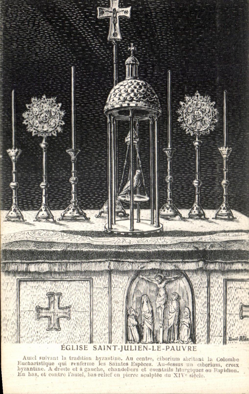 VINTAGE POSTCARD Paris L Church Holy Julien Poor Furnace bridge following the Byzantine tradition