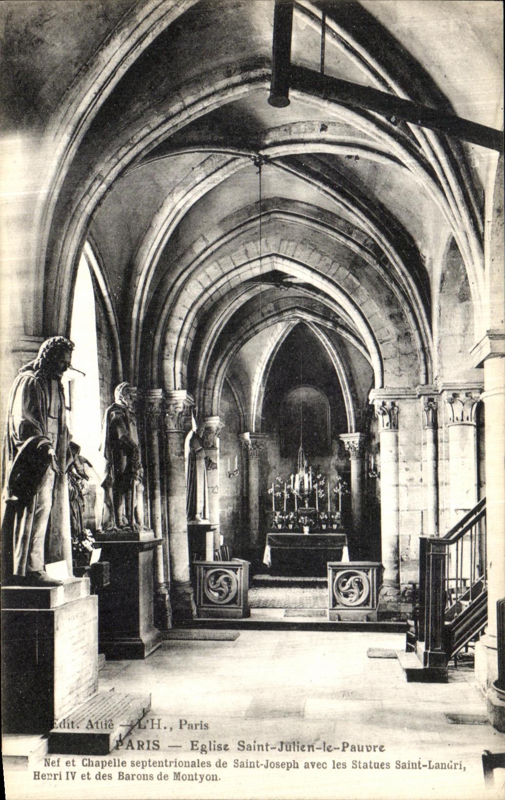 VINTAGE POSTCARD Paris L Church Holy Julien Poor nave and vault of Joseph Saint