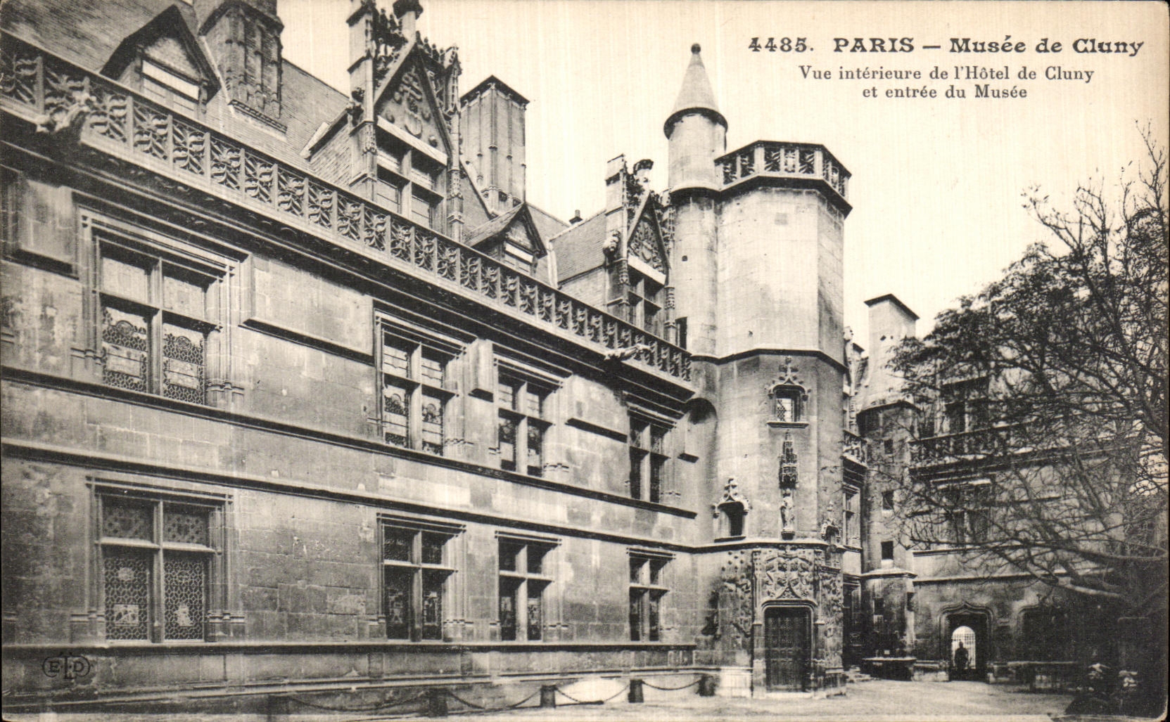 VINTAGE POSTCARD Paris Museum of Cluny Seen interior of L Hotel of Cluny and entry of the Museum