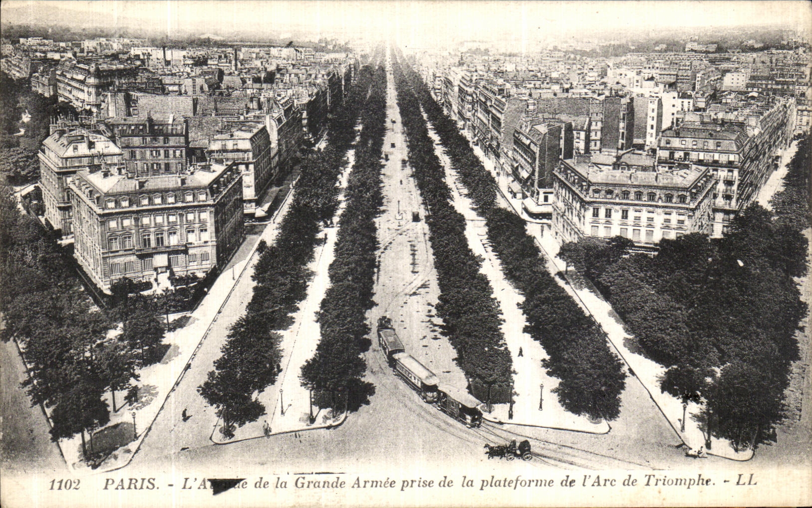 POSTAL Paris L arco de la VENDIMIA del ejercito grande tomado de la plataforma de L Arc de Triomphe