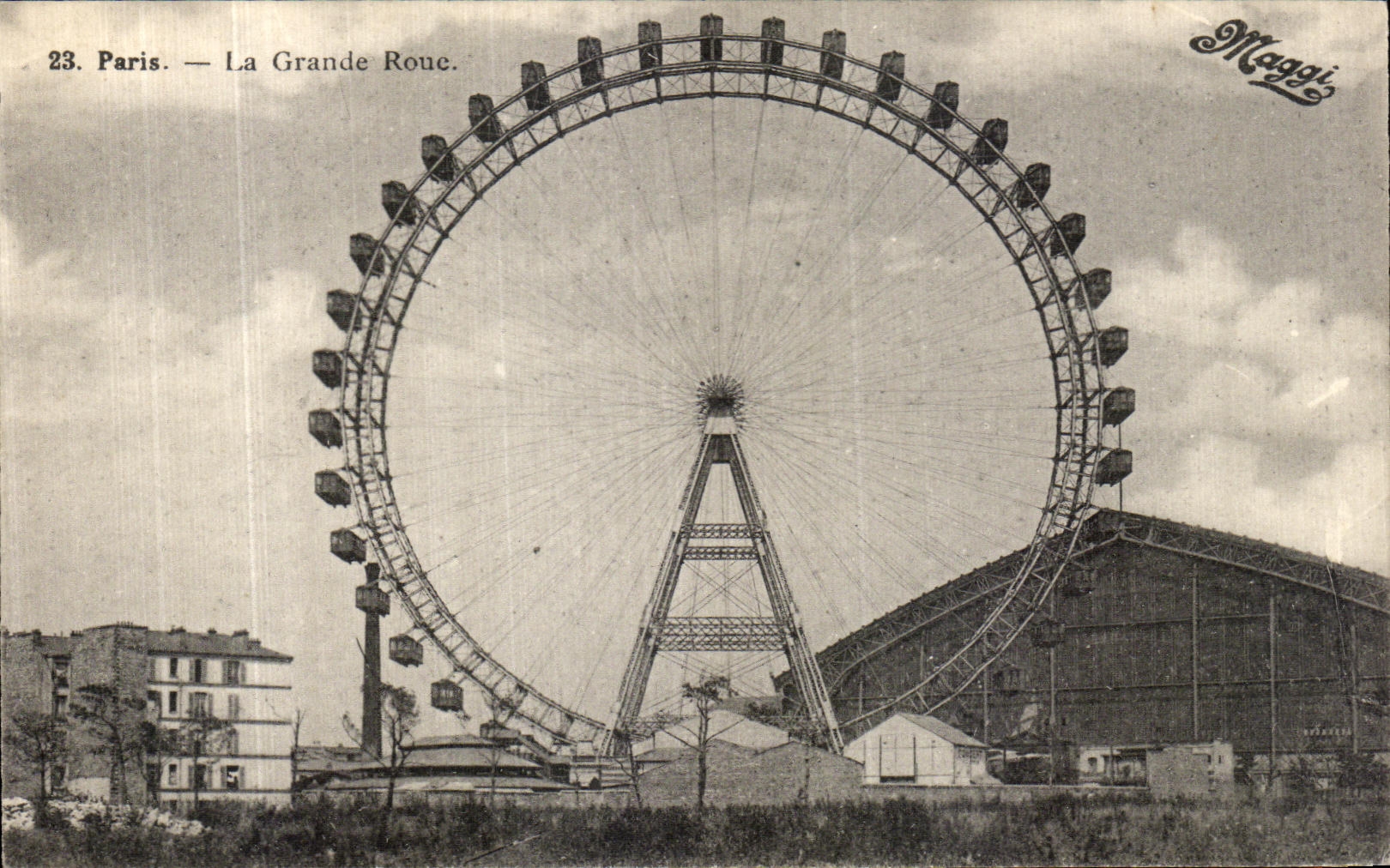 VINTAGE POSTCARD Paris the Large Wheel Maggi Publicity