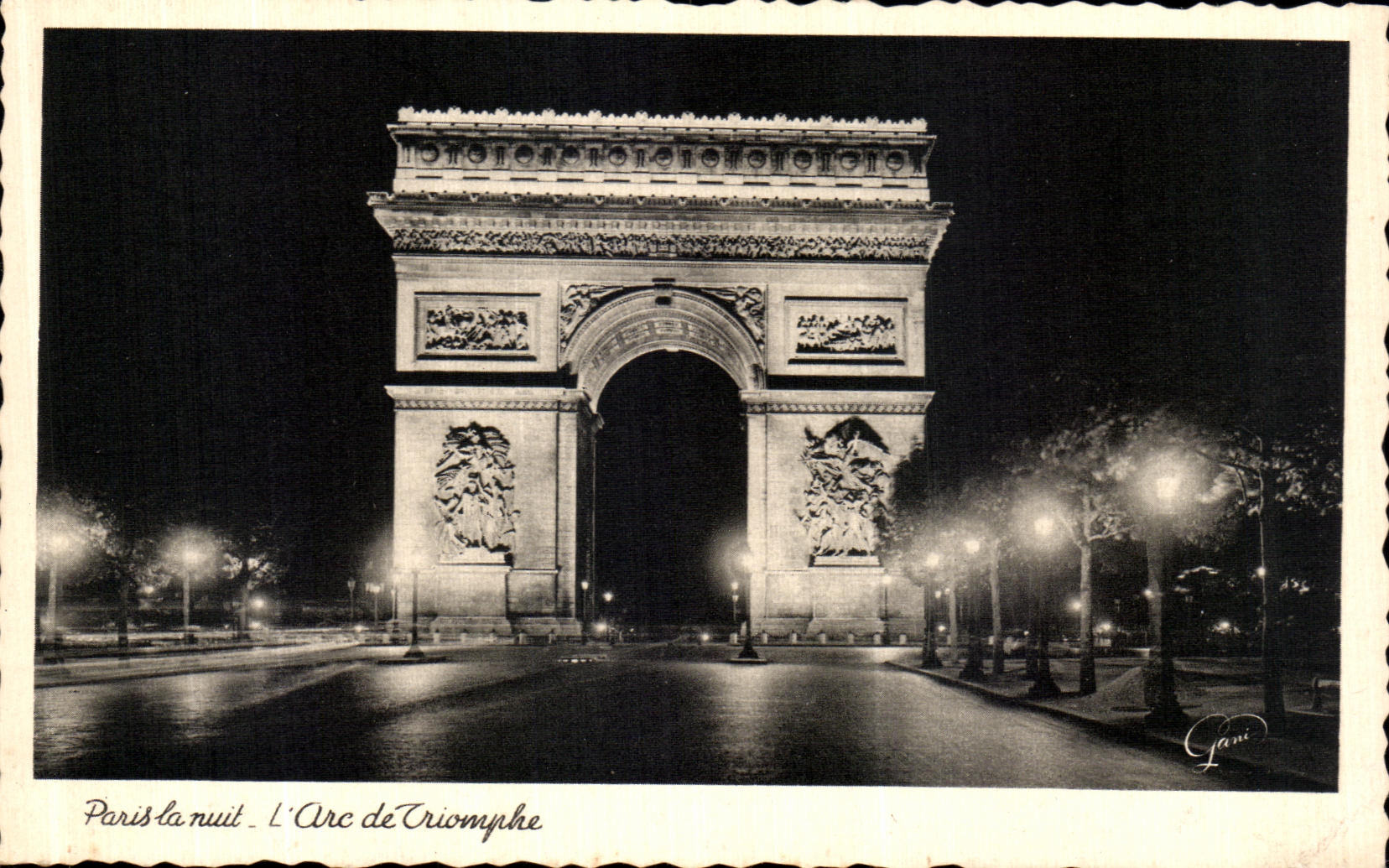 CPA Paris la nuit L Arc de Triomphe
