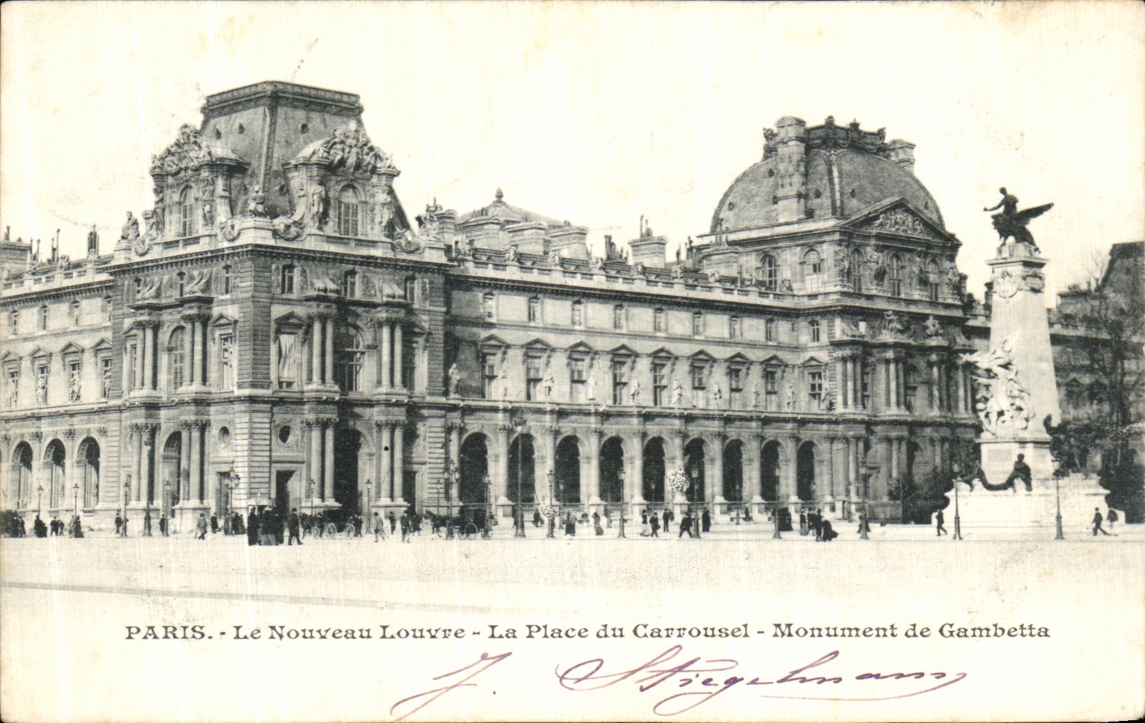 Lumbrera de Paris de la POSTAL de la VENDIMIA nueva el lugar del monumento del carrusel de Gambetta